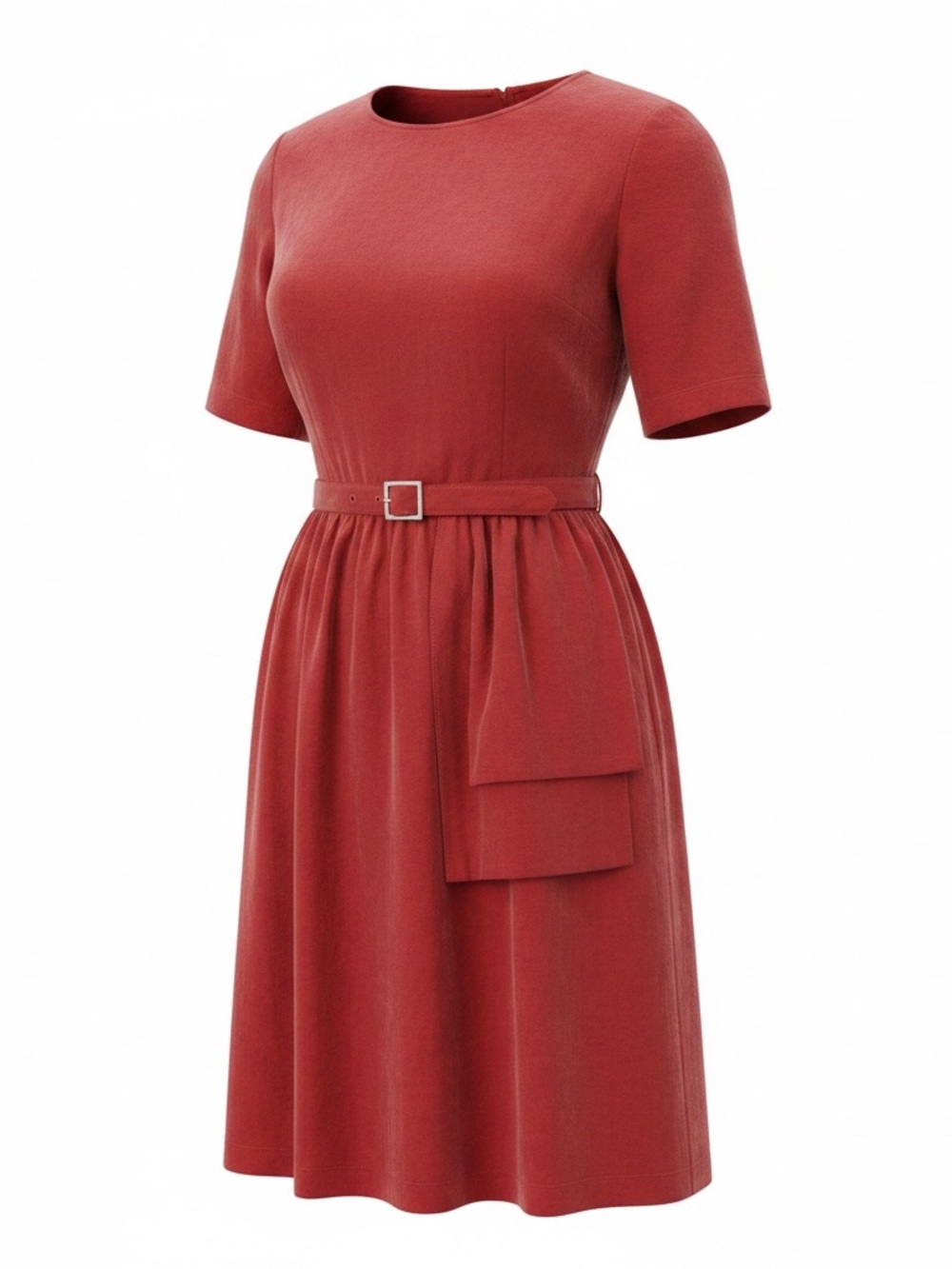 Morgane Le Fay Rust Red Belted Midi Dress